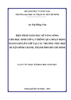 Giáo Dục Kỹ Năng Sống Cho Học Sinh Lớp 4, 5 Qua Hoạt 