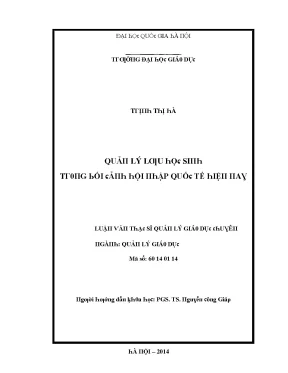 Quản Lý Lưu Học Sinh Trong Bối Cảnh Hội Nhập Quốc Tế
