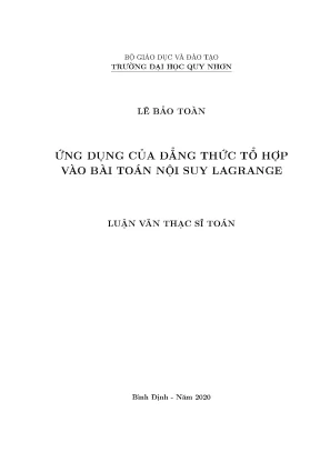 Ứng Dụng Đẳng Thức Tổ Hợp Trong Nội Suy Lagrange