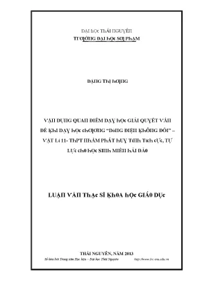 Giải Quyết Vấn Đề Khi Dạy Học Tại Đại Học Thái Nguyên