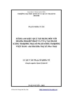 Hiệu Quả Tín Dụng Đối Với Doanh Nghiệp Tại Thái Nguyên