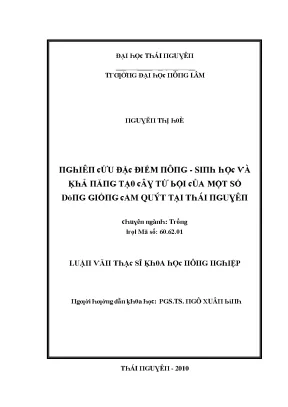 Nghiên cứu đặc điểm nông sinh học và khả năng tạo cây tứ