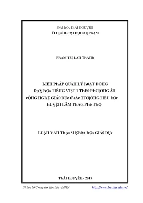 Quản lý dạy học tiếng Việt 1 theo công nghệ giáo dục tại