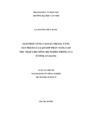 Giải Pháp Tăng Giá Trị Gia Tăng Sản Phẩm Lúa Gạo Tại An