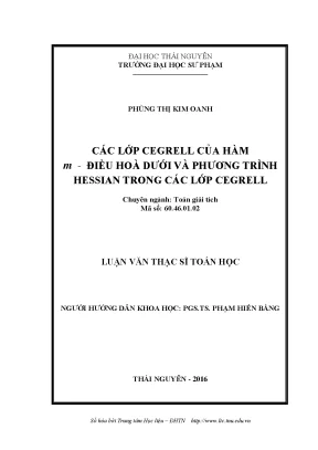 Nghiên Cứu Các Lớp Cegrell Của Hàm m-Điều Hòa Dưới Và