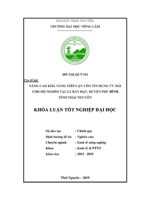 Nâng Cao Khả Năng Tiếp Cận Vốn Tín Dụng Cho Hộ Nghèo Tại
