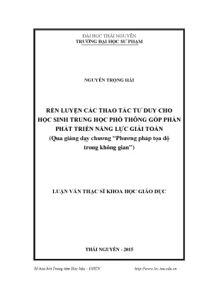 Rèn Luyện Tư Duy Toán Học Cho Học Sinh Trung Học Phổ Thông