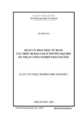 Quản Lý Khai Thác Thiết Bị Đào Tạo Tại Trường Đại Học Kỹ