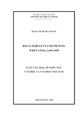 Bài Ca Nghi Lễ Của Người Nùng Ở Hữu Lũng, Lạng Sơn