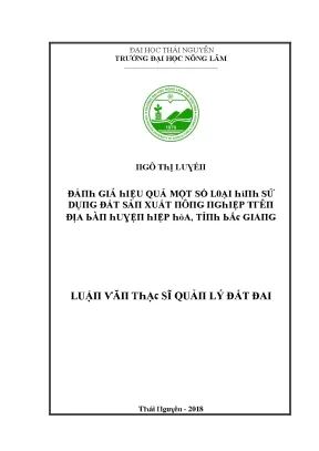 Đánh Giá Hiệu Quả Sử Dụng Đất Nông Nghiệp Tại Huyện Hiệp