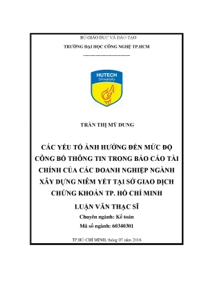 Nghiên Cứu Ảnh Hưởng Đến Mức Độ Công Bố Thông Tin Tài