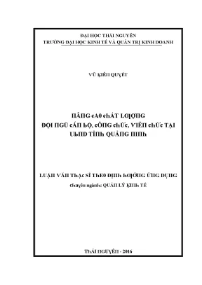 Nâng cao chất lượng đội ngũ cán bộ công chức tại UBND