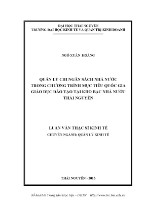 Quản Lý Chi Ngân Sách Nhà Nước Trong Chương Trình Mục