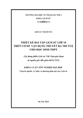Thiết Kế Bài Tập Lịch Sử Lớp 10 Dựa Trên Thuyết Đa Trí Tuệ