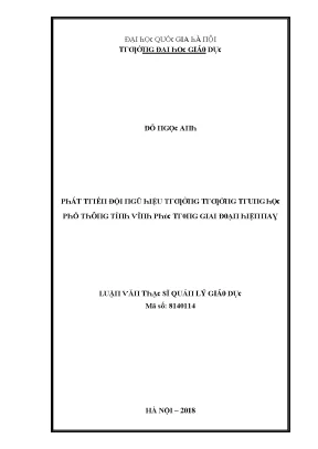 Phát Triển Đội Ngũ Hiệu Trưởng Trường Trung Học Phổ