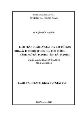 Biện Pháp Quản Lý Đạo Đức Học Sinh Trung Học Phổ Thông