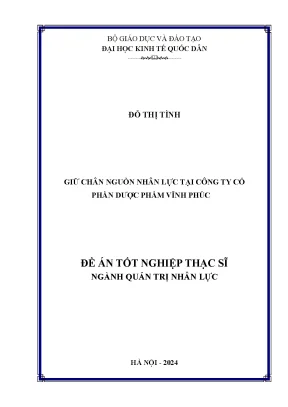 Giữ Chân Nguồn Nhân Lực Tại Công Ty Cổ Phần Dược Phẩm