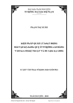 Quản lý hoạt động đào tạo tại trường cao đẳng văn hóa 