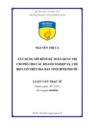 Mô Hình Kế Toán Quản Trị Chi Phí Cho Doanh Nghiệp Chế