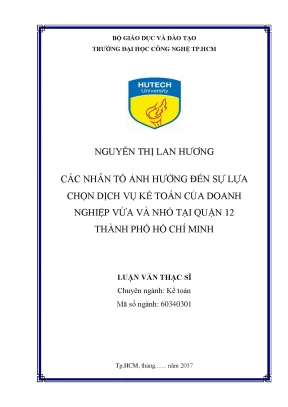 Nhân Tố Ảnh Hưởng Đến Lựa Chọn Dịch Vụ Kế Toán Cho Doanh