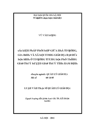 Biện Pháp Phối Hợp Giữa Nhà Trường, Gia Đình và Xã Hội