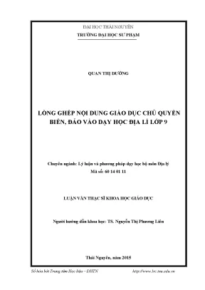 Lồng Ghép Giáo Dục Chủ Quyền Biển Đảo Vào Dạy Học Địa Lí 