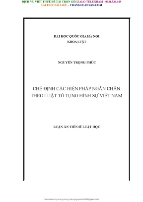 Chế Định Các Biện Pháp Ngăn Chặn Trong Luật Tố Tụng Hình
