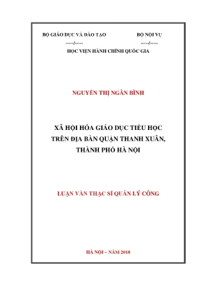 Xã Hội Hóa Giáo Dục Tiểu Học Tại Quận Thanh Xuân, Hà Nội