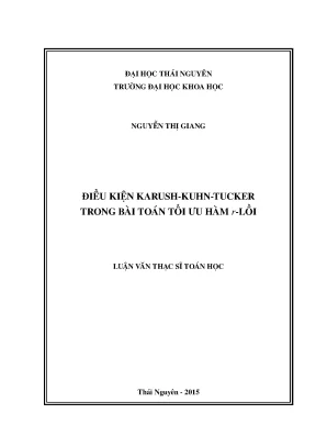 Điều Kiện Karush-Kuhn-Tucker Trong Tối Ưu Hàm r-Lồi