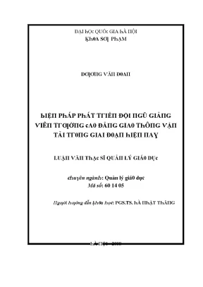 Phát Triển Đội Ngũ Giảng Viên Trường Cao Đẳng Giao Thông