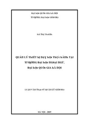 Quản Lý Thiết Bị Dạy Học Tại Trường Đại Học Ngoại Ngữ Hà Nội