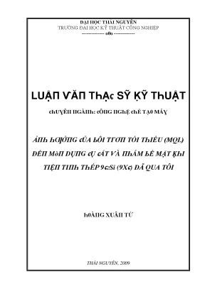 Nghiên cứu về MQL và ảnh hưởng đến chất lượng bề mặt