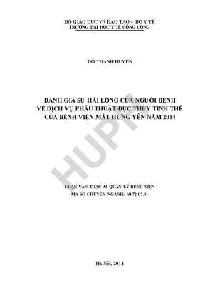 Đánh Giá Sự Hài Lòng Của Người Bệnh Về Dịch Vụ Phẫu