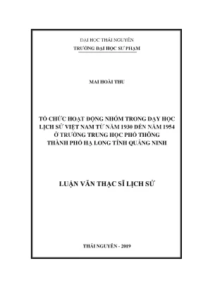 Tổ Chức Hoạt Động Nhóm Trong Dạy Học Lịch Sử Việt Nam