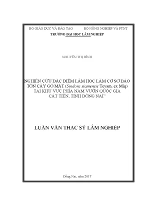 Nghiên Cứu Đặc Điểm Lâm Học Cây Gõ Mật Tại Vườn Quốc Gia