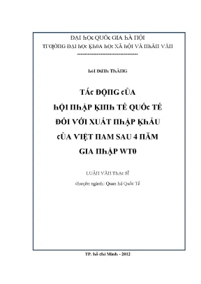 Nghiên Cứu Về Tác Động Của Hội Nhập Kinh Tế Đối Với Xuất 