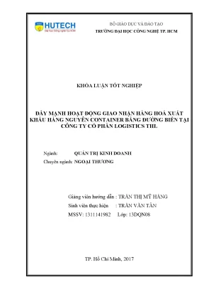 Nâng Cao Hoạt Động Giao Nhận Hàng Xuất Khẩu Tại Công Ty