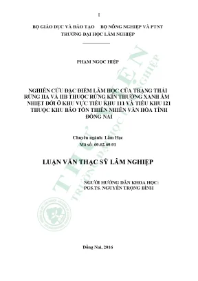Nghiên Cứu Đặc Điểm Lâm Học Của Trạng Thái Rừng IIA Và