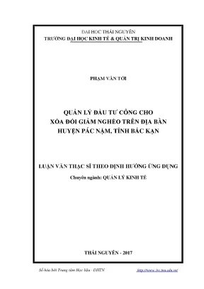 Quản Lý Đầu Tư Công Để Xóa Đói Giảm Nghèo Tại Huyện Pác