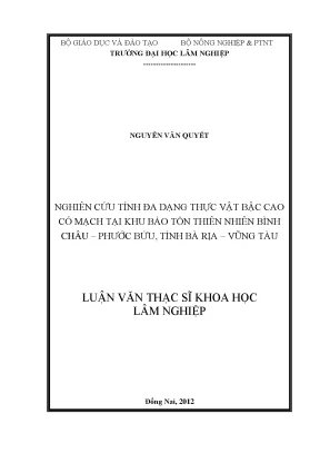Nghiên Cứu Đa Dạng Thực Vật Bậc Cao Tại Khu Bảo Tồn 
