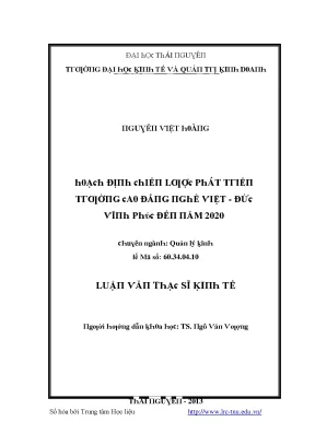 Chiến lược phát triển trường cao đẳng nghề Việt Đức Vĩnh