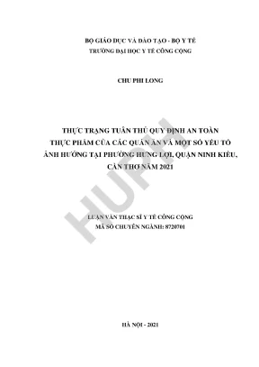 Thực Trạng Tuân Thủ An Toàn Thực Phẩm Tại Quán Ăn Ở Cần