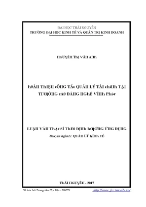 Cải tiến quản lý tài chính tại trường cao đẳng nghề Vĩnh
