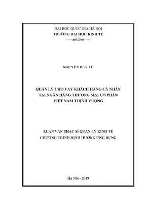 Quản Lý Cho Vay Khách Hàng Cá Nhân Tại Ngân Hàng Thương