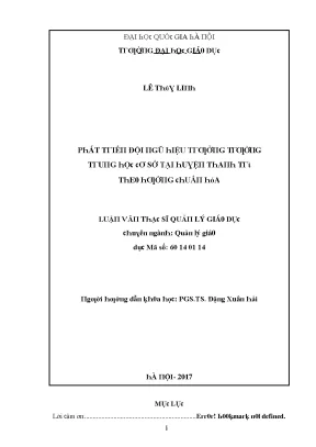 Phát Triển Đội Ngũ Hiệu Trưởng Trường Trung Học Cơ Sở