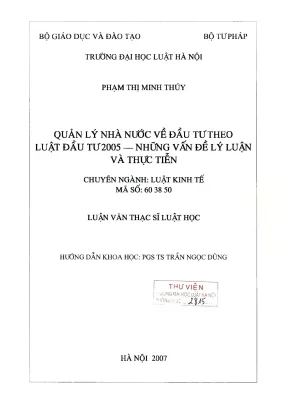 Quản Lý Nhà Nước Về Đầu Tư Tại Việt Nam: Thực Trạng và