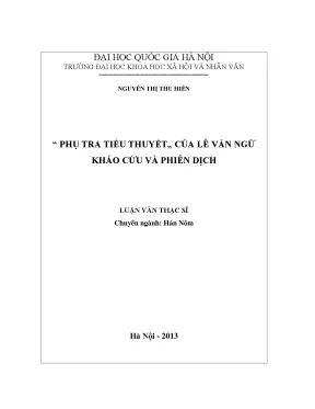 Khảo cứu và phiên dịch "Phụ tra tiểu thuyết" của Lê Văn Ngữ