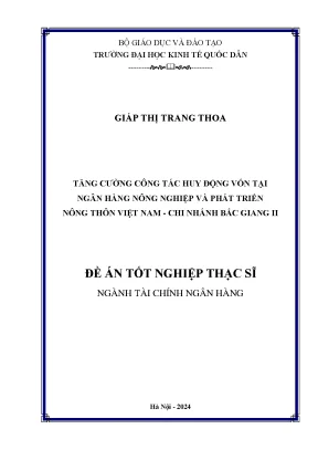 Tăng cường huy động vốn tại Agribank Bắc Giang II: Giải