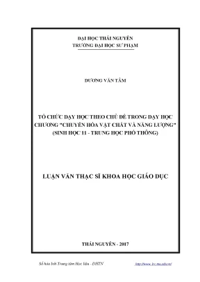 Dạy Học Theo Chủ Đề Trong Chương Chuyển Hóa Vật Chất Và 