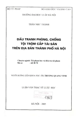 Phân Tích Tình Hình Tội Phạm Trộm Cắp Tài Sản Tại Hà Nội